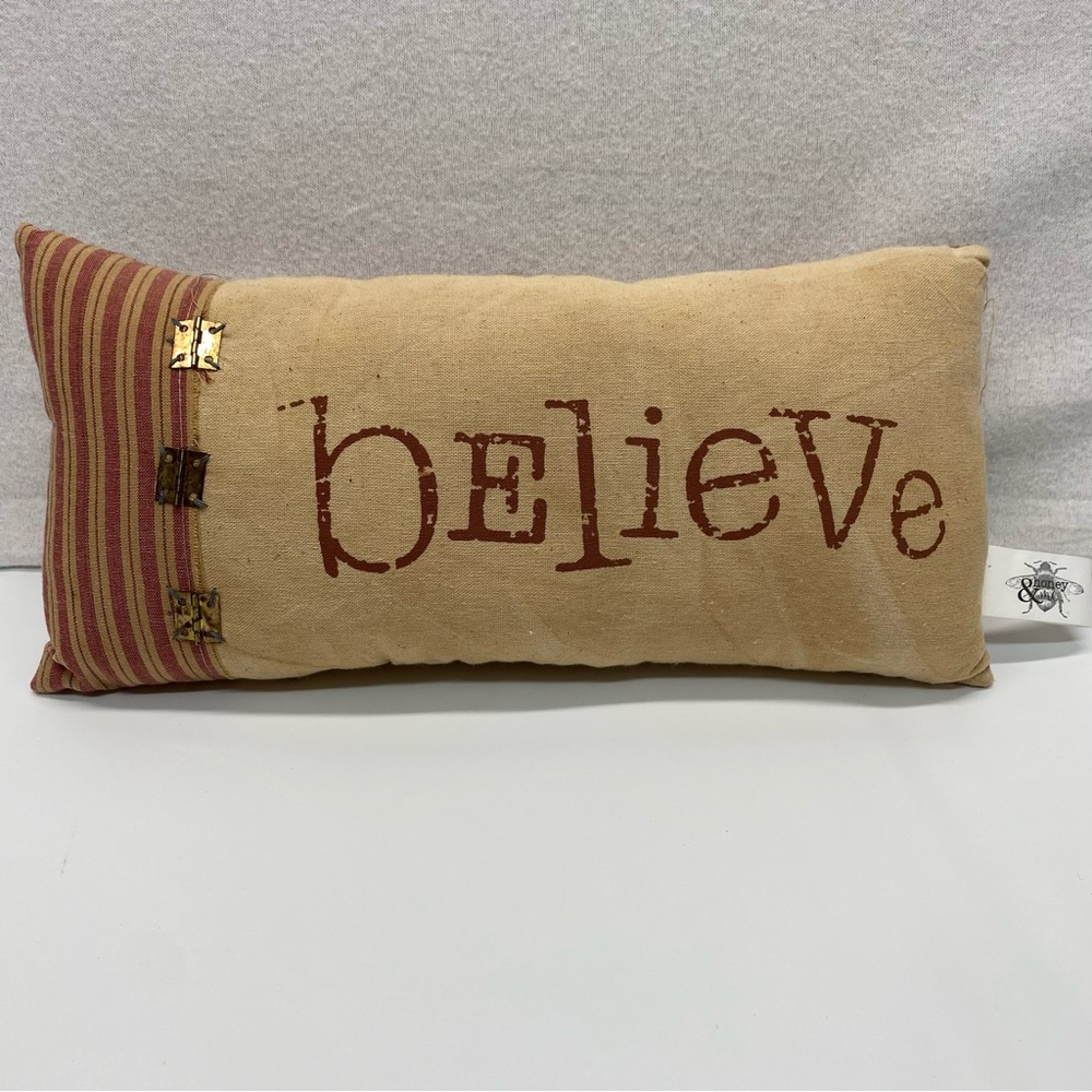 Small Salvage Believe Pillow by Honey & Me 13.5 X 6.5 Christmas Decor Seasonal